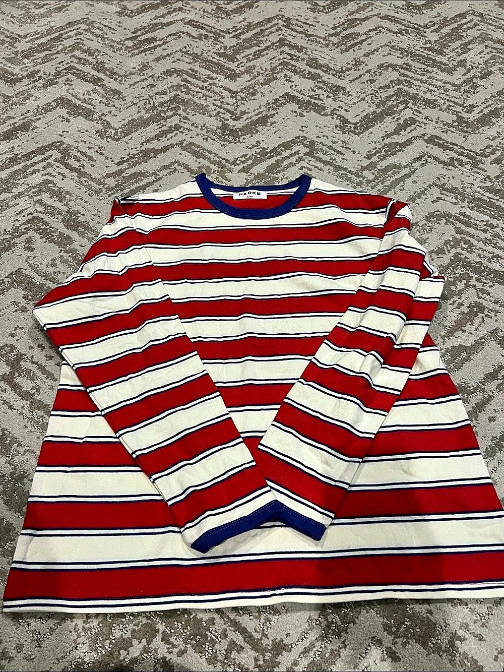 NWOT PARKE Striped Long Sleeve Tee Red & White Size Small